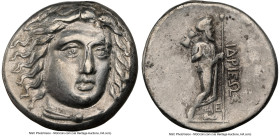 CARIAN SATRAPS. Hidrieus (ca. 351-344 BC). AR tetradrachm (24mm, 15.06 gm, 12h). NGC Choice VF 4/5 - 4/5, flan flaw. Laureate, draped bust of Apollo, ...