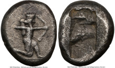 ACHAEMENID PERSIA. Darius I-Xerxes I (ca. 505-480 BC). AR siglos (15mm, 5.22 gm). NGC VF 5/5 - 3/5. Sardes mint. Persian king or hero, wearing cidaris...