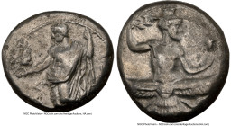 CILICIA. Mallus. Tiribazus (ca. 388-380 BC). AR stater (21mm, 4h). NGC VF. MAΛ (Greek) / TRYBZW (Aramaic), Ba'al, nude to waist, standing left, eagle ...