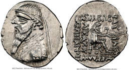 PARTHIAN KINGDOM. Mithradates II (ca. 121-91 BC). AR drachm (21mm, 1h). NGC Choice AU. Rhagae or Ecbatana, ca. 109-96/5 BC. Diademed, draped bust of M...