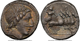 C. Gargilius, Ogulnius, and M. Vergilius (ca. 86 BC). AR denarius (18mm, 1h). NGC Choice XF. Rome. Laureate head of Apollo right; thunderbolt below / ...
