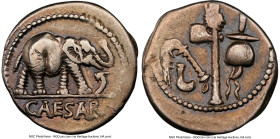 Julius Caesar, as Dictator (49-44 BC). AR denarius (18mm, 3.74 gm, 11h). NGC Choice VF 4/5 - 3/5, marks. Military mint traveling with Caesar in northe...