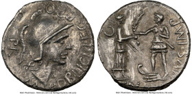 Cnaeus Pompeius Junior (46-45 BC). AR denarius (18mm, 3.99 gm, 6h). NGC Choice XF 4/5 - 2/5, scratches. Uncertain mint in Spain (Corduba), summer 46 B...