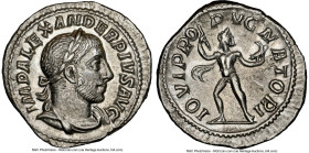 Severus Alexander, as Augustus (AD 222-235). AR denarius (20mm, 6h). NGC AU. Rome, ca. AD 231-235. IMP ALEXANDER PIVS AVG, laureate, draped bust of Se...