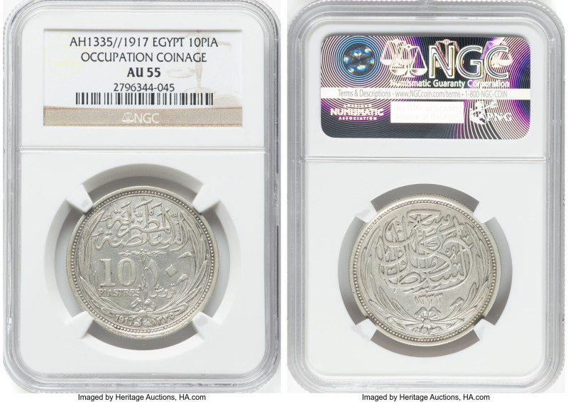 4-Piece Lot of Certified Assorted Multiple Piastres NGC, 1) Hussein Kamil 10 Pia...