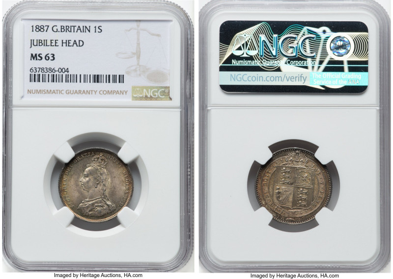 Victoria Shilling 1887 MS63 NGC, KM761, S-3926. Jubilee head. HID09801242017 © 2...