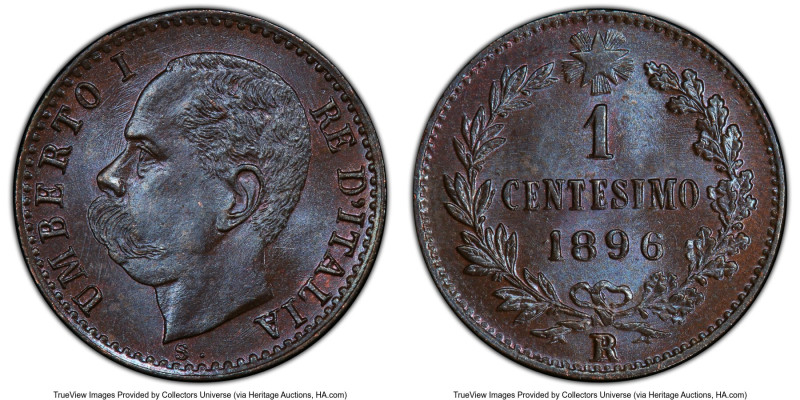 Umberto I Centesimi 1896-R MS66 Brown PCGS, Rome mint, KM29. Radiant silver-blue...