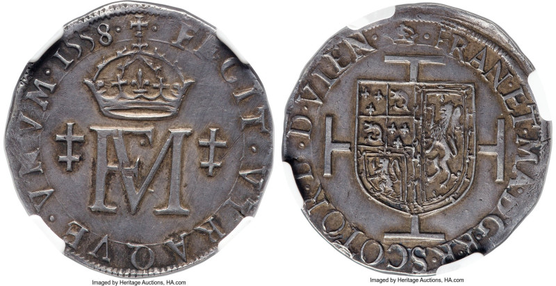 Francis & Mary Teston 1558 XF40 NGC, Edinburgh mint, Second Period, S-5416. One ...