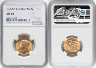George V gold Sovereign 1929-SA MS64 NGC, Pretoria mint, KM-A22, S-4005. HID09801242017 © 2023 Heritage Auctions | All Rights Reserved