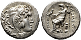 Makedonia. Alexander III. der Große 336-323 v. Chr. 

Tetradrachme ca. 3./2. Jh. v.Chr. -unbestimmte Münzstätte-. Herkuleskopf mit Löwenhaube nach r...