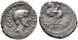 Imperatorische Prägungen. Octavianus 44-28 v. Chr. 

Denar 41 v. Chr. -unbestimmte Münzstätte in Gallien?-. Kopf des Octavianus nach rechts, darum C...