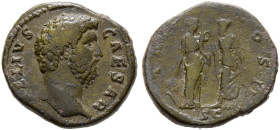Kaiserzeit. Aelius Caesar 136-138. 

Dupondius oder As 137 -Rom-. L AELIVS CAESAR. Bloße Büste nach rechts / TR POT COS II. Spes mit Blume in der Re...