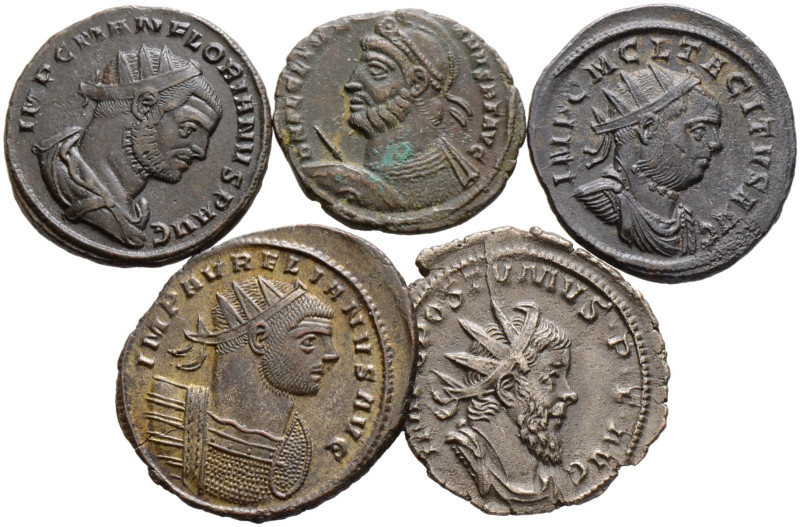 5 Stücke: RÖMER. Dabei Postumus, Antoninian 261 -unbestimmte Münzstätte- (wohl K...