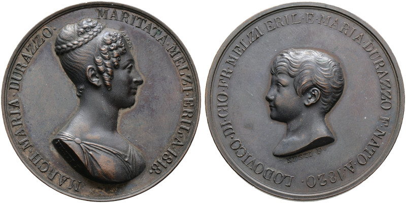 Italien. 

Bronzemedaille 1820 von Nesti, auf die Geburt von Lodovico Melzi d'...