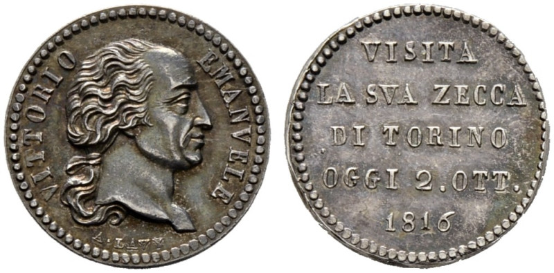 Italien-Sardinien. Vittorio Emanuele I. 1802-1821. 

Kleine Silbermedaille 181...