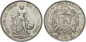 Schweiz-Eidgenossenschaft. 

Schützentaler zu 5 Franken 1885. Bern. HMZ 2-1343o, Dav. 391, Richter 193a. leichte Patina, winzige Kratzer, vorzüglich...