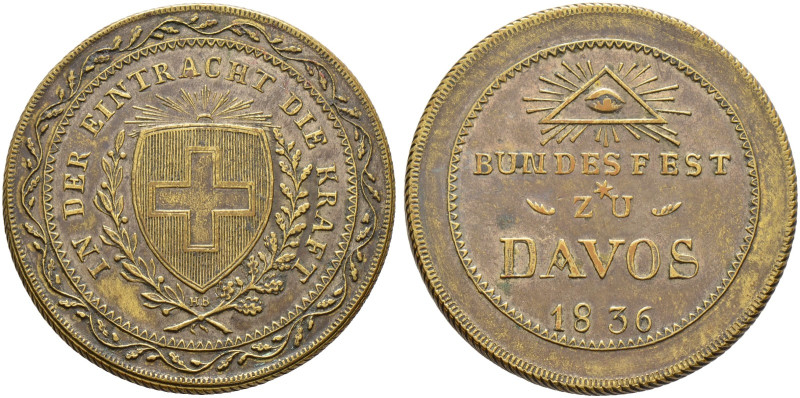 Schweiz-Eidgenossenschaft. 

Versilberte Bronzemedaille 1836 von H. Bruppacher...