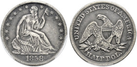 USA. 

Half Dollar 1858 -New Orleans-. Seated Liberty. KM A68. In Plastikholder der PCGS (slabbed) mit der Bewertung VF 35 feine Patina, gutes sehr ...