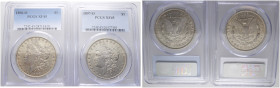 USA. 

Lot (2 Stücke): Morgan Dollar 1896 und 1897 -New Orleans-. KM 110. In Plastikholder der PCGS (slabbed) jeweils mit der Bewertung XF 45 winzig...