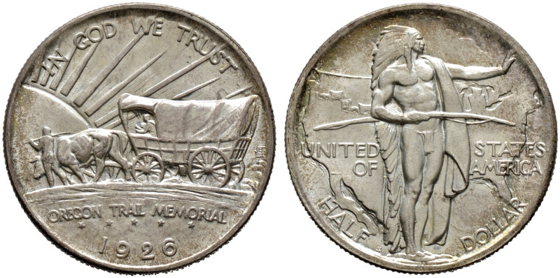 USA. 

Gedenk-1/2 Dollar 1926 -San Francisco-. Oregon Trail Memorial. KM 159. ...