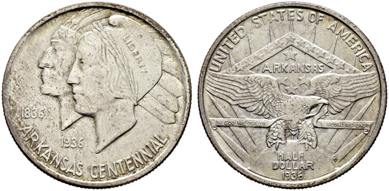 USA. 

Gedenk-1/2 Dollar 1936 -Denver-. Arkansas Centennial. KM 168. vorzüglic...