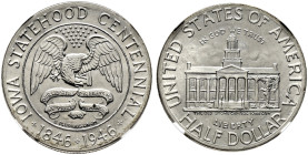 USA. 

Gedenk-1/2 Dollar 1946. Iowa Statehood Centennial. KM 197. In US-Plastikholder der NGC (slabbed) mit der Bewertung MS 63 prägefrisch