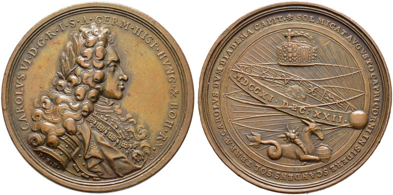 Haus Habsburg. Karl VI. 1711-1740. 

Bronzemedaille 1711 von P.H. Müller, auf ...