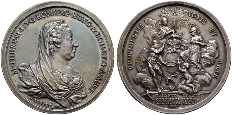 Haus Habsburg. Maria Theresia 1740-1780. 

Silbermedaille 1767 von M. Krafft, ...