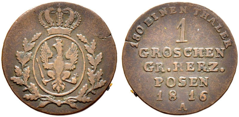 Brandenburg-Preußen. Friedrich Wilhelm III. 1797-1840. 

Cu-Groschen 1816 A. F...