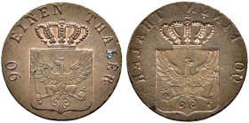 Brandenburg-Preußen. Friedrich Wilhelm III. 1797-1840. 

Einseitiger, inkuser Abschlag eines Cu-4 Pfennige mit der Wappenseite. Olding zu 188, 192 o...