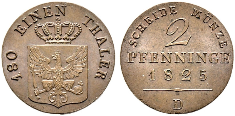 Brandenburg-Preußen. Friedrich Wilhelm III. 1797-1840. 

Cu-2 Pfennige 1825 D....