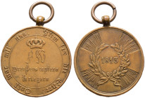 Brandenburg-Preußen. Friedrich Wilhelm III. 1797-1840. 

Tragbare Kriegsdenkmünze für Kombattanten aus Geschützbronze mit der Jahreszahl 1813. Gekrö...