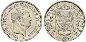Brandenburg-Preußen. Friedrich Wilhelm IV. 1840-1861. 

1/6 Taler 1855 A. Olding 312, AKS 81, J. 79. BST 1005 der seltenste Jahrgang, vorzüglich-Ste...