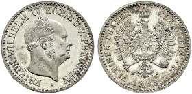 Brandenburg-Preußen. Friedrich Wilhelm IV. 1840-1861. 

1/6 Taler 1858 A. Olding 318, AKS 82, J. 83. BST 1009 sehr selten in dieser Erhaltung, leich...