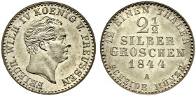 Brandenburg-Preußen. Friedrich Wilhelm IV. 1840-1861. 

2 1/2 Silbergroschen 1844 A. Olding 319, AKS 83, J. 67. BST 993 sehr seltener Jahrgang, vorz...