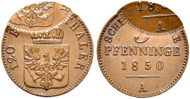 Brandenburg-Preußen. Friedrich Wilhelm IV. 1840-1861. 

Cu-3 Pfennige 1850 A. Interessante Verprägung. Olding 334, AKS 89, J. 53. BST 977a zaponiert...