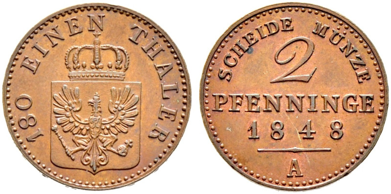 Brandenburg-Preußen. Friedrich Wilhelm IV. 1840-1861. 

Cu-2 Pfennige 1848 A. ...