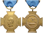 Brandenburg-Preußen. Wilhelm I. 1861-1888. 

Tragbares Alsen-Kreuz für die Reservetruppen in Bronze 1864. Georgskreuz mit dem Königsbildnis auf dem ...