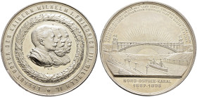 Brandenburg-Preußen. Wilhelm II. 1888-1918. 

Silbermedaille 1895 von W. Mayer, auf die Eröffnung des Nord-Ostsee-Kanals. Die Brustbilder Wilhelm I....