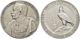 Brandenburg-Preußen. Wilhelm II. 1888-1918. 

Mattierte Silbermedaille 1913 von Mayer und Wilhelm, auf die 100-Jahrfeier der Völkerschlacht bei Leip...