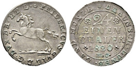 Braunschweig-Wolfenbüttel. Karl 1815-1830. 

Zwitter-Groschen (1/24 Taler) 1820 -Braunschweig-. M.C. AKS 33 Anm., J. 222 Anm., BST 312.1. selten, Re...