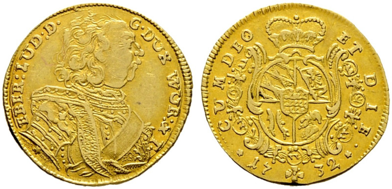 Württemberg. Eberhard Ludwig 1693-1733. 

1/4 Karolin 1732. Mit Stern am Armab...