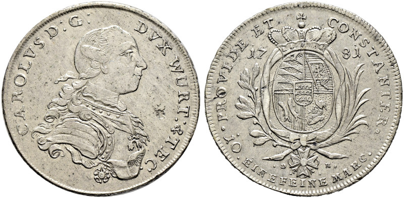 Württemberg. Karl Eugen 1744-1793. 

Konventionstaler 1781. KR 376, Ebner 242,...