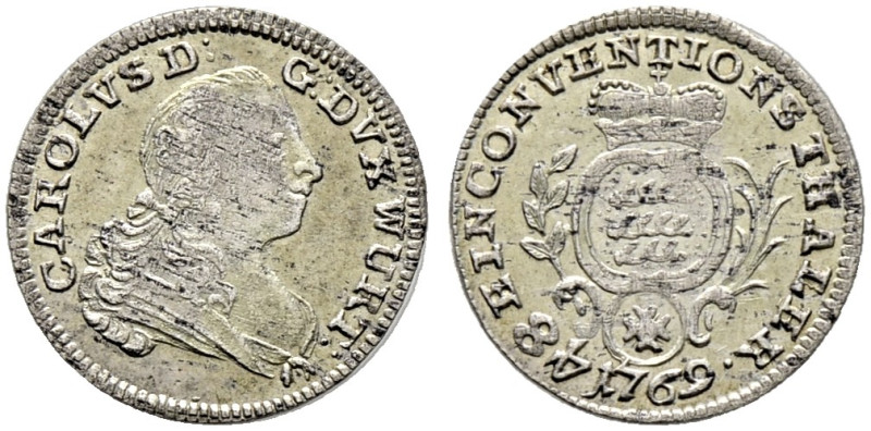 Württemberg. Karl Eugen 1744-1793. 

3 Kreuzer 1769. Mit Brustbild. KR 411, Eb...