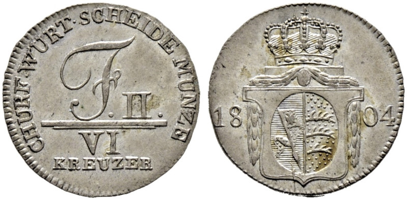 Württemberg. Friedrich II./I. 1797-1806-1816. 

6 Kreuzer 1804. Mit fehlender ...