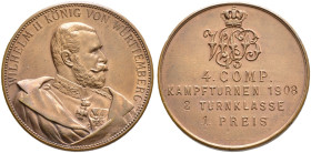 Württemberg. Wilhelm II. 1891-1918. 

Bronzene Prämienmedaille o.J. (1908) von Mayer und Wilhelm, der 4. Companie des Württem­bergischen Pionier-Bat...