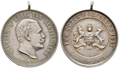 Württemberg. Wilhelm II. 1891-1918. 

Tragbare, silberne Prämienmedaille o.J. (1902) von Mayer und Wilhelm (unsigniert), für gutes Schießen. Büste d...