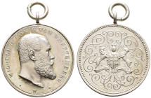 Württemberg. Wilhelm II. 1891-1918. 

Tragbare Silbermedaille o.J. von Mayer und Wilhelm. Büste des Königs nach rechts / Das Württemberg­wappen auf ...