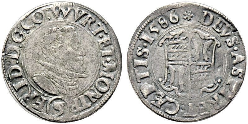 Württemberg-Mömpelgard. Friedrich 1581-1608. 

Groschen zu 3 Kreuzer 1586 -Möm...