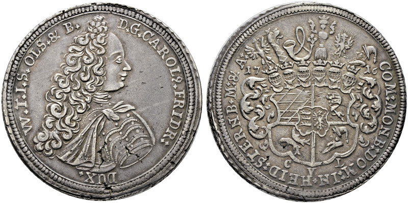 Württemberg-Öls. Karl Friedrich von Öls 1704-1744. 

Taler 1716 -Öls-. Brustbi...